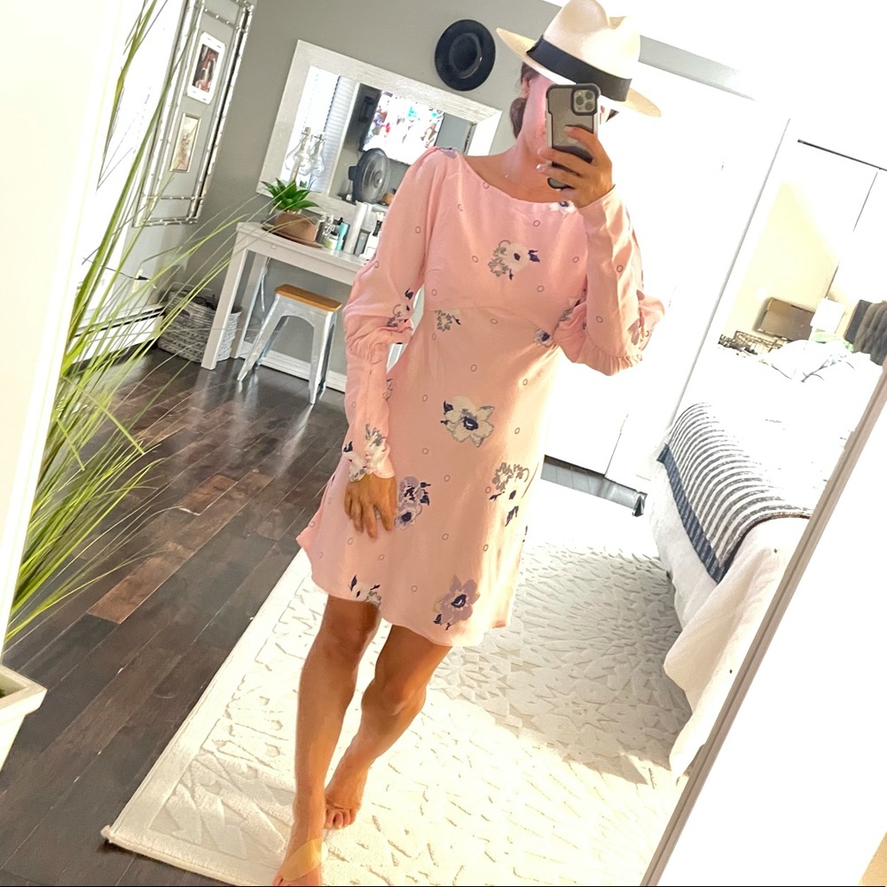 Free People pink floral open sleeve dress size 2